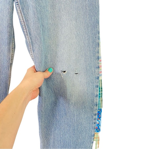 Levi’s 550 Custom Jeans Womens Size 6 Waist 28 Plaid Patchwork Levis Upcycled - Picture 5 of 16